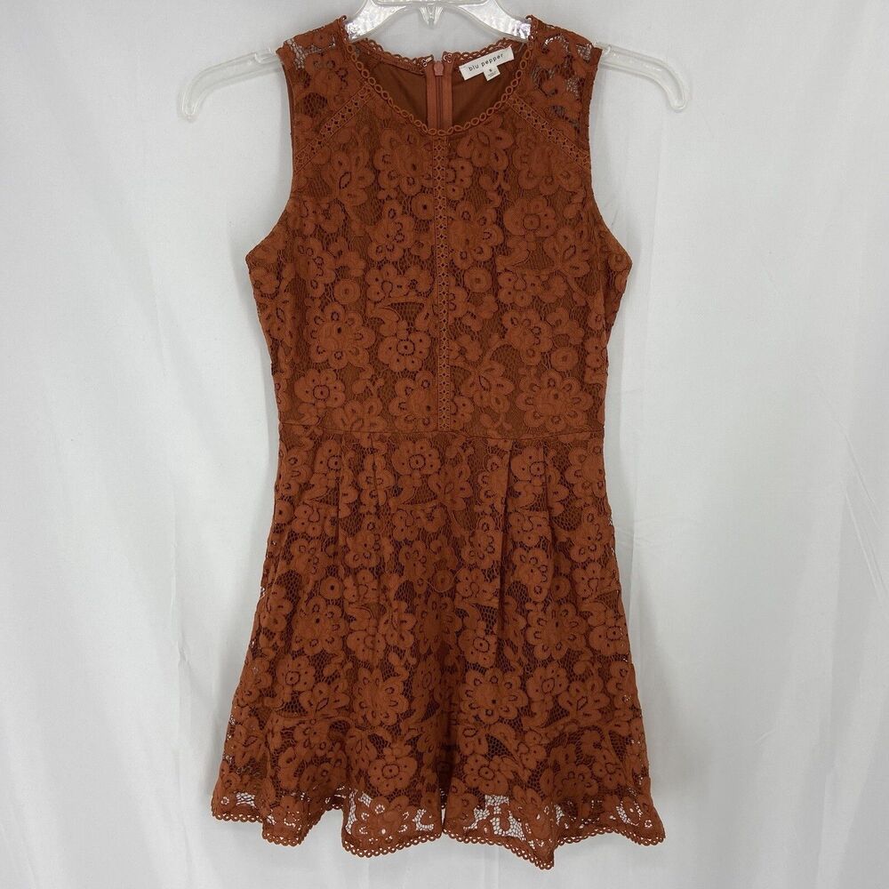 Blu Pepper Persimmon Lace Dress. Sz. S. Buttons Fit & Flare. Casual Work Spring